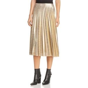 Gold Metallic Pleated Skirt